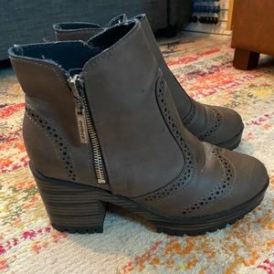 Brown platform booties